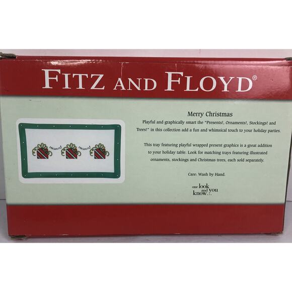 Fitz & Floyd Essentials Christmas Glass Serving Tray Holidays Snack Plate - Picture 2 of 6